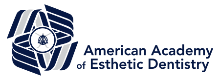 The image displays a logo with text that reads  AMERICAN ACADEMY OF ELECTIVE DENTISTRY  on a blue background, along with a graphic of a dental implant and a stylized letter  A  in white.